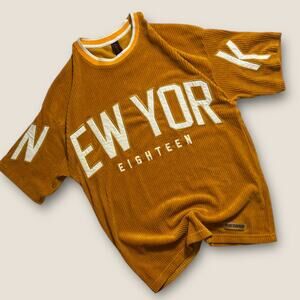 Plus Eighteen New York Eighteen Ribbed Corduroy Style Tee Shirt Unisex Large